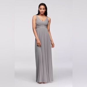 DAVID'S BRIDAL
Long Mesh Dress with Cowl Back Detail